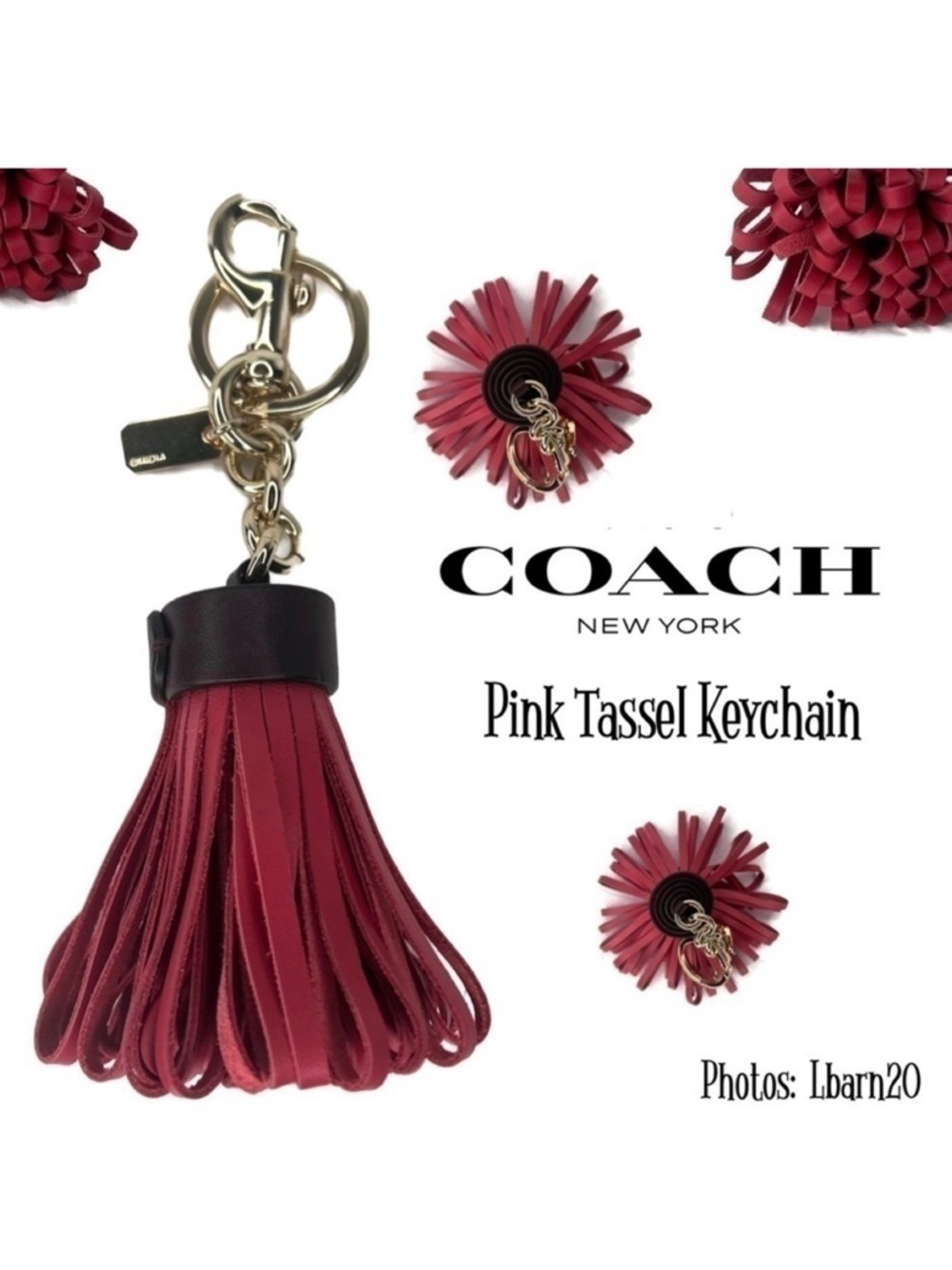 Coach Pink Tassel Keychain Charm Fob